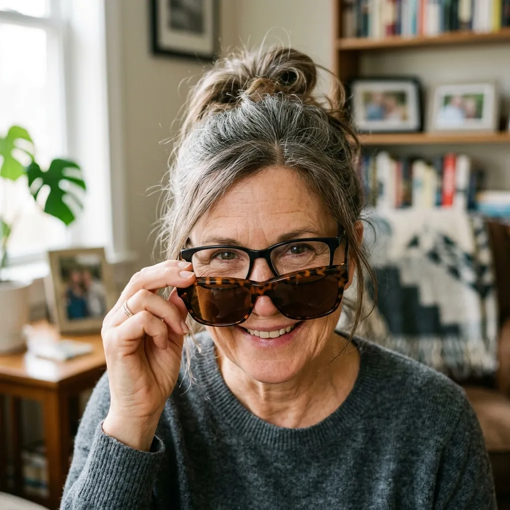 Denise R. wearing Overa fit-over sunglasses