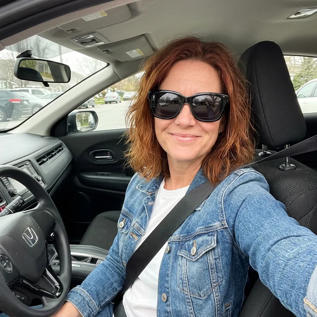 Elaine M. wearing Overa fit-over sunglasses